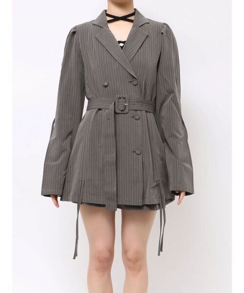 jouetie（ジュエティ）の「ギャザーリボンジャケットミニワンピース【セットアップ対応】（テーラードジャケット・レディース・グレー/ブラック/ピンク・MEDIUM）」の15枚目の写真