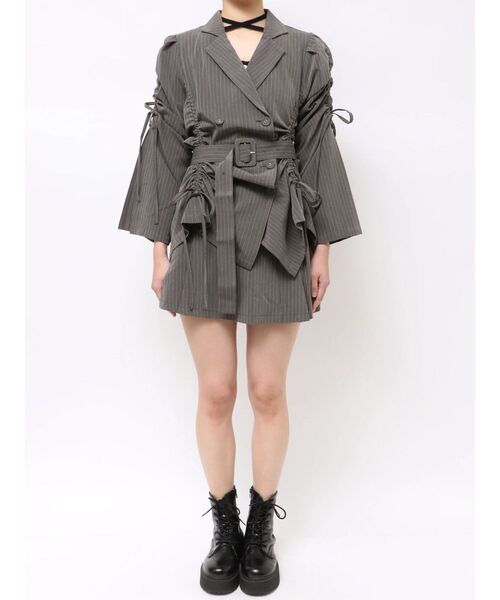 jouetie（ジュエティ）の「ギャザーリボンジャケットミニワンピース【セットアップ対応】（テーラードジャケット・レディース・グレー/ブラック/ピンク・MEDIUM）」の16枚目の写真