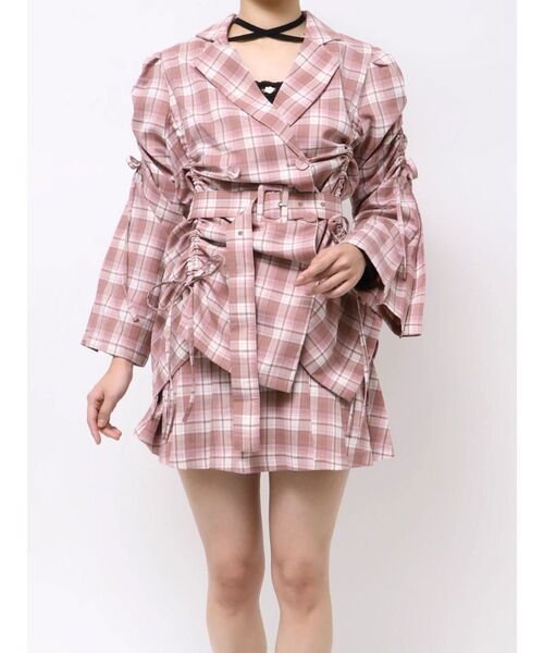 jouetie（ジュエティ）の「ギャザーリボンジャケットミニワンピース【セットアップ対応】（テーラードジャケット・レディース・グレー/ブラック/ピンク・MEDIUM）」の21枚目の写真