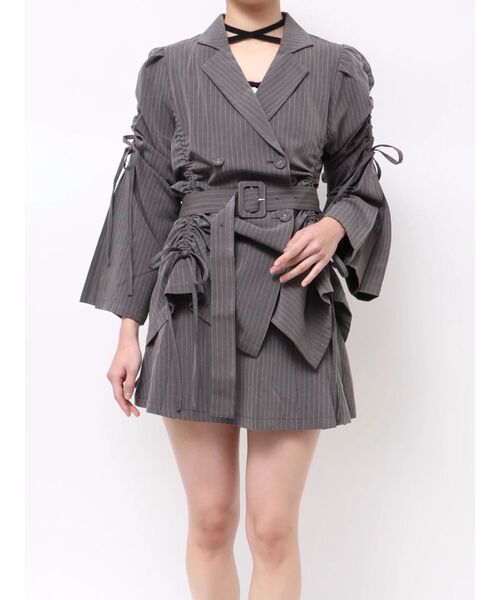 jouetie（ジュエティ）の「ギャザーリボンジャケットミニワンピース【セットアップ対応】（テーラードジャケット・レディース・グレー/ブラック/ピンク・MEDIUM）」の22枚目の写真