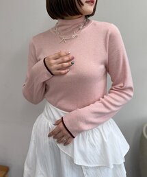 配色ラメタートルニット