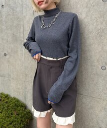 配色ラメタートルニット