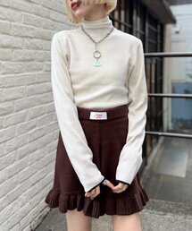 配色ラメタートルニット
