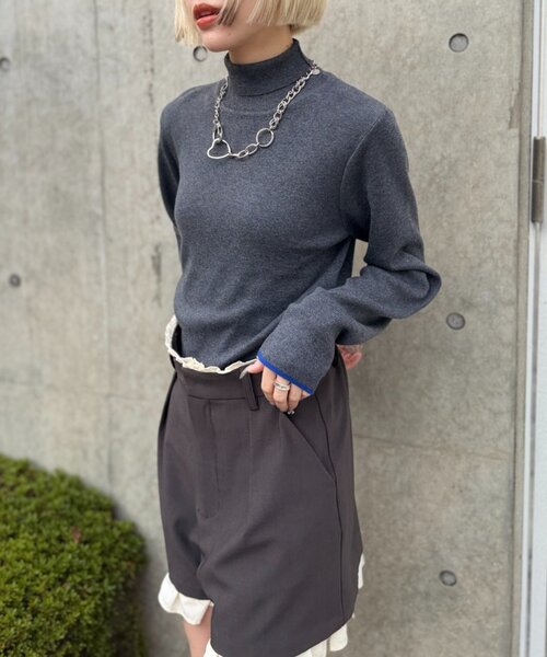 w closet(ダブルクローゼット)の「配色ラメタートルニット(ニット/セーター・レディース・ピンク/ブラウン/チャコールグレー/アイボリー・FREE)」の9枚目の写真
