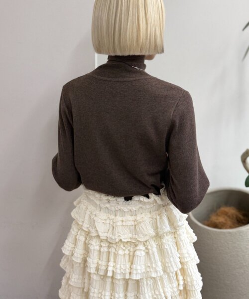 w closet(ダブルクローゼット)の「配色ラメタートルニット(ニット/セーター・レディース・ピンク/ブラウン/チャコールグレー/アイボリー・FREE)」の15枚目の写真