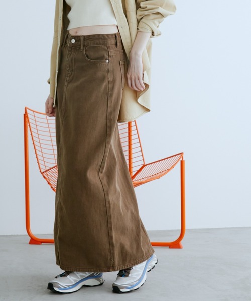 Auntie Rosa Holiday（アンティローザホリデー）の「デニムストレートスカート（デニムスカート・レディース・ブラック/ブラウン・FREE）」の2枚目の写真