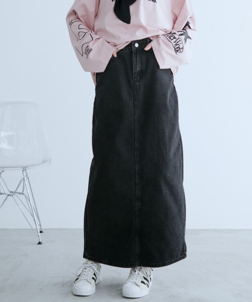 Auntie Rosa Holiday（アンティローザホリデー）の「デニムストレートスカート（デニムスカート・レディース・ブラック/ブラウン・FREE）」の3枚目の写真