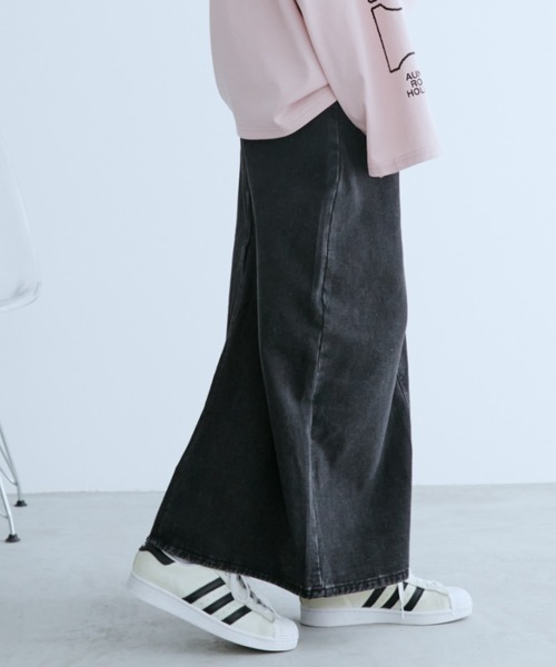 Auntie Rosa Holiday（アンティローザホリデー）の「デニムストレートスカート（デニムスカート・レディース・ブラック/ブラウン・FREE）」の6枚目の写真