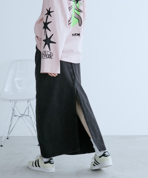 Auntie Rosa Holiday（アンティローザホリデー）の「デニムストレートスカート（デニムスカート・レディース・ブラック/ブラウン・FREE）」の5枚目の写真