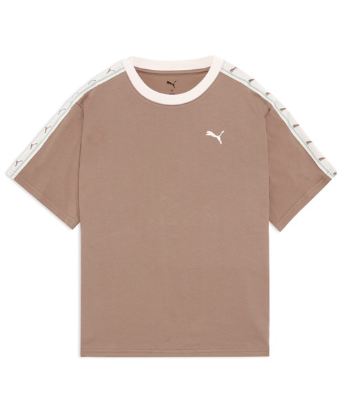 PUMA(プーマ)の「PUMA プーマ ウィメンズ ESS エレベーテッド MX テープ 半袖 Tシャツ(Tシャツ/カットソー・レディース・ベージュ系その他/オフホワイト・X-LARGE/SMALL/LARGE/MEDIUM)」の1枚目の写真