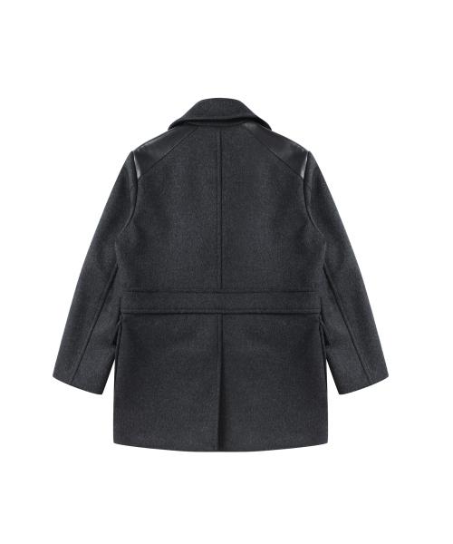 SOLEW(ソル)の「ダブルブレストレザーパッチコート_チャコール(チェスターコート・メンズ・その他・M(100)/L/S(95)/XL)」の2枚目の写真
