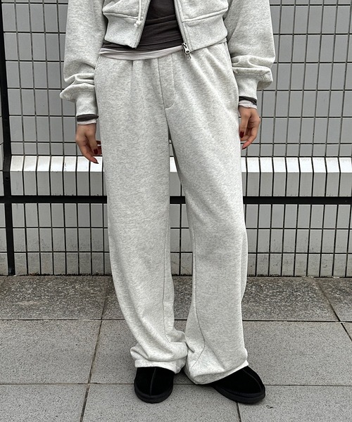Perushu(ペルーシュ)の「2Way Drawstring Wide Sweatpants/2WAY ドローストリング ワイドスウェットパンツ(スウェットパンツ・レディース・ブラウン/チャコールグレー/オートミール・SMALL/MEDIUM)」の1枚目の写真