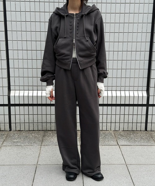 Perushu(ペルーシュ)の「2Way Drawstring Wide Sweatpants/2WAY ドローストリング ワイドスウェットパンツ(スウェットパンツ・レディース・ブラウン/チャコールグレー/オートミール・SMALL/MEDIUM)」の7枚目の写真