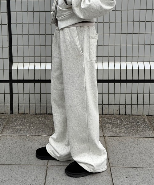 Perushu(ペルーシュ)の「2Way Drawstring Wide Sweatpants/2WAY ドローストリング ワイドスウェットパンツ(スウェットパンツ・レディース・ブラウン/チャコールグレー/オートミール・SMALL/MEDIUM)」の15枚目の写真