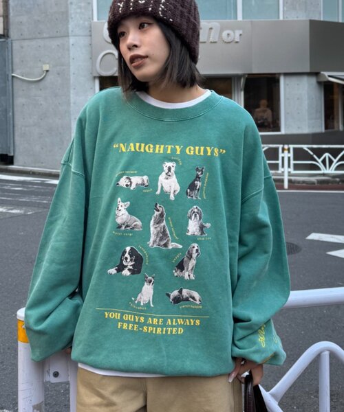 SOUNDSGOOOOD(サウンズグッド)の「【SOUNDS GOOOOD】DOGプリント刺繍ヴィンテージスウェット(スウェット・レディース・グリーン/パープル/グレー/ブラック・ONE SIZE)」の17枚目の写真