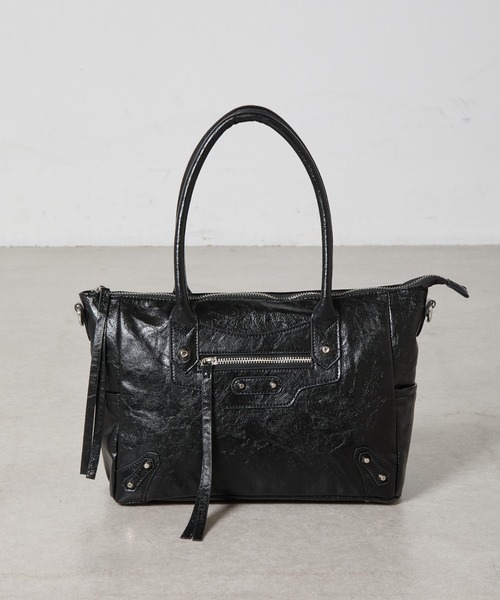 COLONY 2139（コロニートゥーワンスリーナイン）の「スタッズハンドバッグ（ショルダーバッグ・レディース・ブラック/ブラウン・FREE）」の2枚目の写真