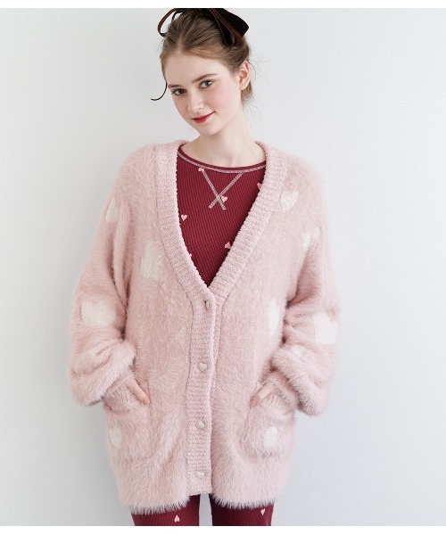 PEACH JOHN（ピーチジョン）の「ホイップリーハートシャギーカーディガン（ルームウェア/パジャマ・レディース・ブラウン/ピンク・ONE SIZE）」の12枚目の写真