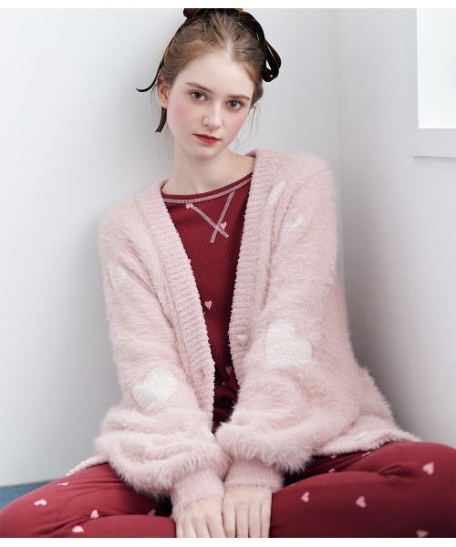 PEACH JOHN（ピーチジョン）の「ホイップリーハートシャギーカーディガン（ルームウェア/パジャマ・レディース・ブラウン/ピンク・ONE SIZE）」の13枚目の写真