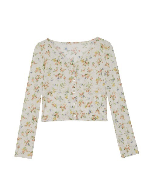 Ameri(アメリ)の「SHEER RIB CARDIGAN WITH STRAIGHT DRESS(ワンピース・レディース・アイボリー/ブラック・SMALL/MEDIUM)」の7枚目の写真