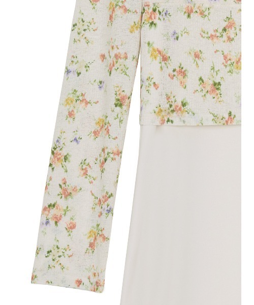 Ameri(アメリ)の「SHEER RIB CARDIGAN WITH STRAIGHT DRESS(ワンピース・レディース・アイボリー/ブラック・SMALL/MEDIUM)」の3枚目の写真