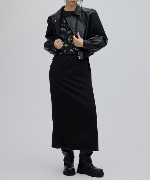 Ameri(アメリ)の「SHEER RIB CARDIGAN WITH STRAIGHT DRESS(ワンピース・レディース・アイボリー/ブラック・SMALL/MEDIUM)」の14枚目の写真