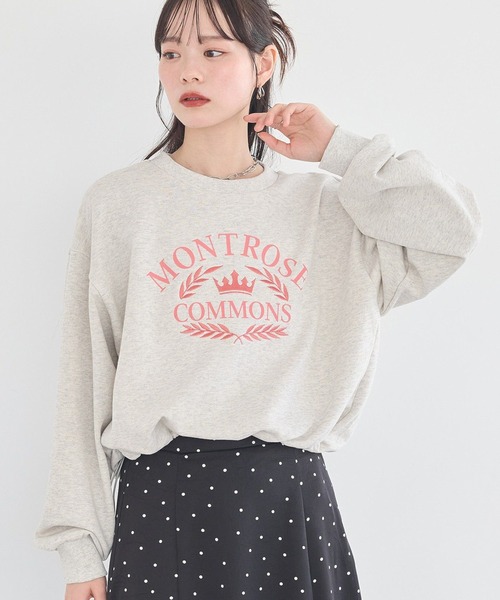 earth music&ecology（アースミュージックアンドエコロジー）の「アソートロゴウラケドロストプルオーバー（スウェット・レディース・杢グレー/ホワイト系その他/ネイビー・FREE）」の2枚目の写真