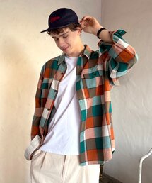 CIAOPANIC TYPY（チャオパニックティピー）の「【乾きやすい◎】ユニセックス/パナマ織り/袖配色/チェックシャツジャケット（シャツ/ブラウス）」