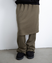 ISTKUNST（イストクンスト）の「STRIPE MIDI LAYERD SKIRT PANTS_KHAKI(IK2FFFPA90A)（その他パンツ）」