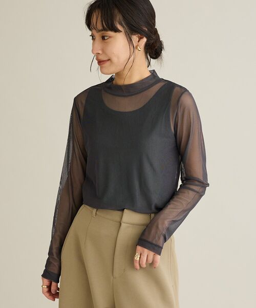 CRAFT STANDARD BOUTIQUE（クラフトスタンダードブティック）の「シアーメッシュロングスリーブインナー（Tシャツ/カットソー・レディース・ライトブルー/ダークグレー/ライトイエロー・FREE）」の2枚目の写真