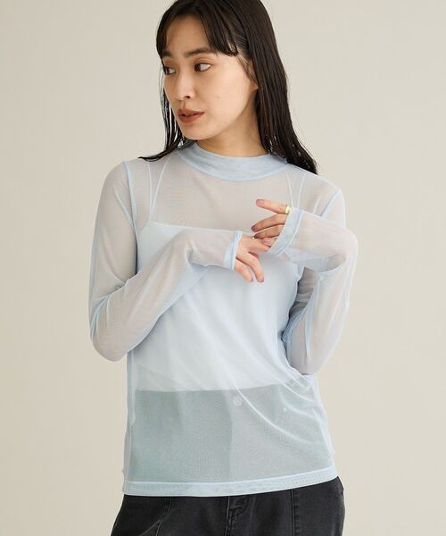 CRAFT STANDARD BOUTIQUE（クラフトスタンダードブティック）の「シアーメッシュロングスリーブインナー（Tシャツ/カットソー・レディース・ライトブルー/ダークグレー/ライトイエロー・FREE）」の4枚目の写真