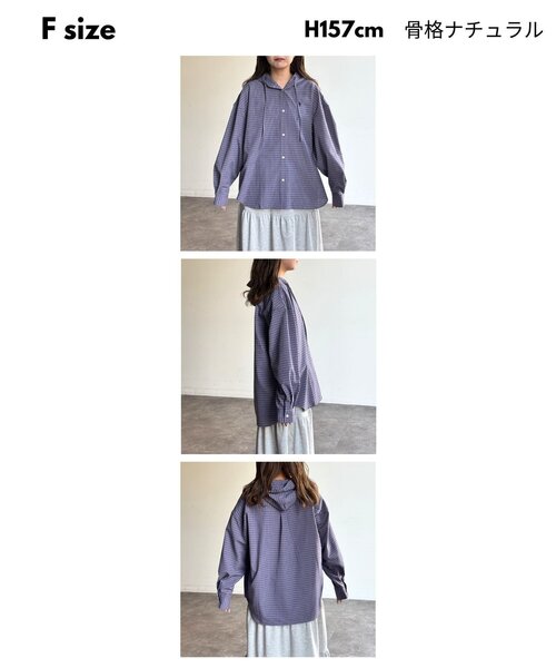 U.S. POLO ASSN.（ユーエスポロアッスン）の「【U.S. POLO ASSN.】フードチェックシャツ（シャツ/ブラウス・レディース・グリーン/パープル/ネイビー/アイボリー・FREE）」の11枚目の写真