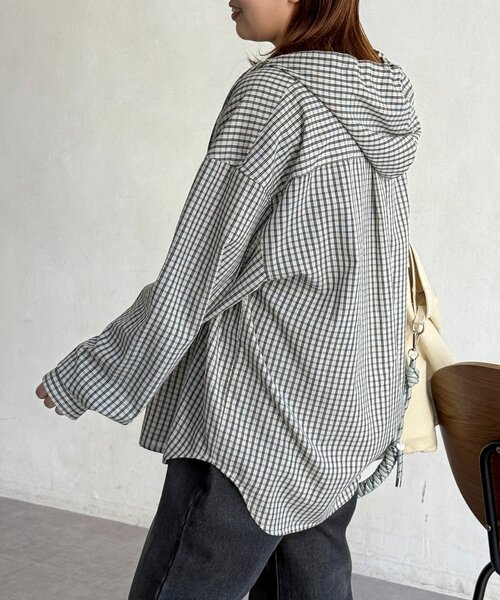 U.S. POLO ASSN.（ユーエスポロアッスン）の「【U.S. POLO ASSN.】フードチェックシャツ（シャツ/ブラウス・レディース・グリーン/パープル/ネイビー/アイボリー・FREE）」の14枚目の写真