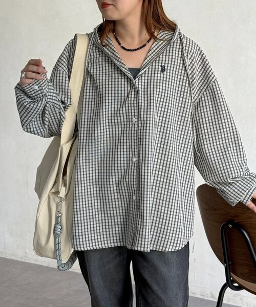 U.S. POLO ASSN.（ユーエスポロアッスン）の「【U.S. POLO ASSN.】フードチェックシャツ（シャツ/ブラウス・レディース・グリーン/パープル/ネイビー/アイボリー・FREE）」の17枚目の写真