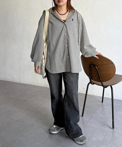 U.S. POLO ASSN.（ユーエスポロアッスン）の「【U.S. POLO ASSN.】フードチェックシャツ（シャツ/ブラウス・レディース・グリーン/パープル/ネイビー/アイボリー・FREE）」の18枚目の写真