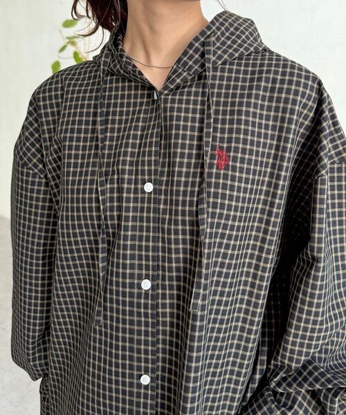 U.S. POLO ASSN.（ユーエスポロアッスン）の「【U.S. POLO ASSN.】フードチェックシャツ（シャツ/ブラウス・レディース・グリーン/パープル/ネイビー/アイボリー・FREE）」の19枚目の写真