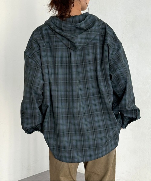 U.S. POLO ASSN.（ユーエスポロアッスン）の「【U.S. POLO ASSN.】フードチェックシャツ（シャツ/ブラウス・レディース・グリーン/パープル/ネイビー/アイボリー・FREE）」の7枚目の写真