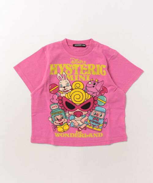 HYSTERIC MINI（ヒステリックミニ）の「HYSTERIC MINI IN WONDERLAND WITH GLITTER LOGO BIG Tシャツ（Tシャツ/カットソー・キッズ・ブラック/ピンク・90）」の2枚目の写真