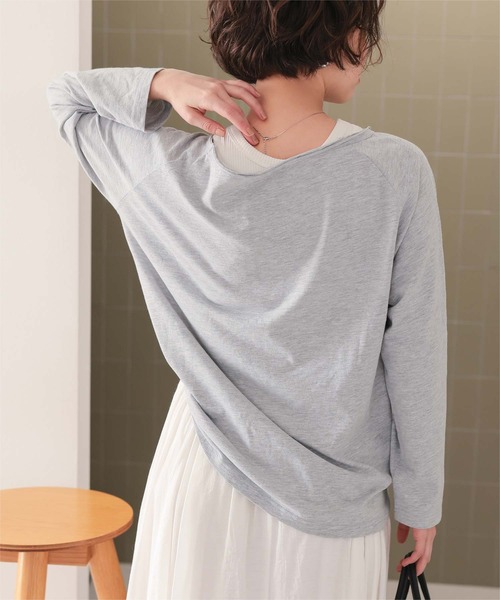 titivate(ティティベイト)の「ルーズロングスリーブカットソー(Tシャツ/カットソー・レディース・ネイビー/ライトグレー/ブルー/ライトイエロー/オフホワイト/ライトピンク・FREE)」の17枚目の写真