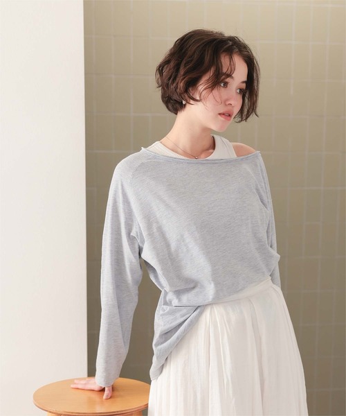 titivate(ティティベイト)の「ルーズロングスリーブカットソー(Tシャツ/カットソー・レディース・ネイビー/ライトグレー/ブルー/ライトイエロー/オフホワイト/ライトピンク・FREE)」の18枚目の写真