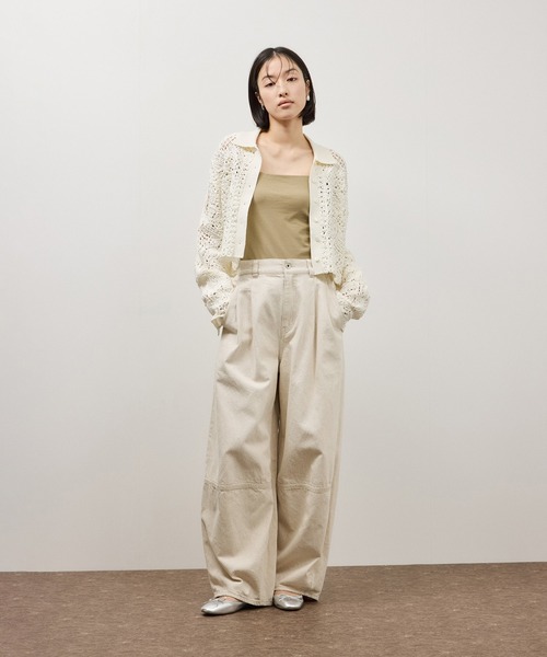 ADAM ET ROPE'（アダムエロペ）の「コットンリネンカーヴィーパンツ（その他パンツ・レディース・キナリ/ブラック・38/36）」の6枚目の写真