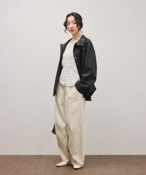 ADAM ET ROPE'（アダムエロペ）の「コットンリネンカーヴィーパンツ（その他パンツ・レディース・キナリ/ブラック・38/36）」の7枚目の写真