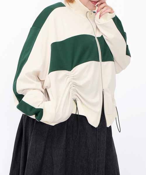 PUNYUS（プニュズ）の「フロントドロストジャージトップ（ジャージ・レディース・サックスブルー/アイボリー・1/2/3/4/5）」の3枚目の写真