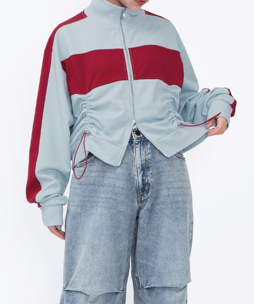 PUNYUS（プニュズ）の「フロントドロストジャージトップ（ジャージ・レディース・サックスブルー/アイボリー・1/2/3/4/5）」の10枚目の写真