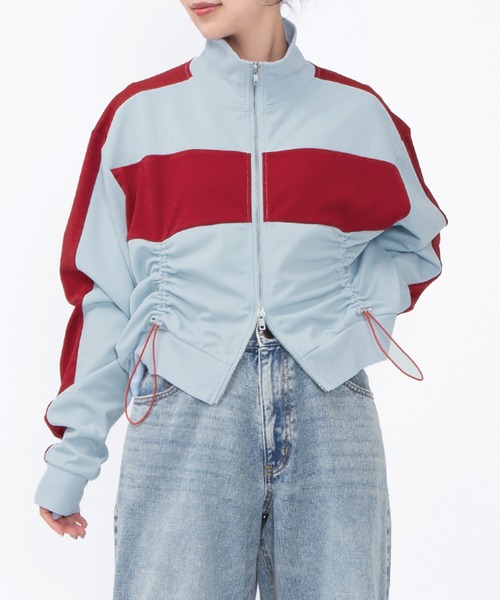 PUNYUS（プニュズ）の「フロントドロストジャージトップ（ジャージ・レディース・サックスブルー/アイボリー・1/2/3/4/5）」の12枚目の写真