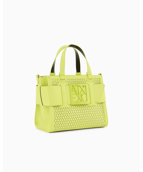 ARMANI EXCHANGE(アルマーニエクスチェンジ)の「【A|X アルマーニ エクスチェンジ】BOXロゴバックル パンチングミニハンドバッグ(ハンドバッグ・レディース・オフホワイト/ライトグリーン・FREE)」の6枚目の写真
