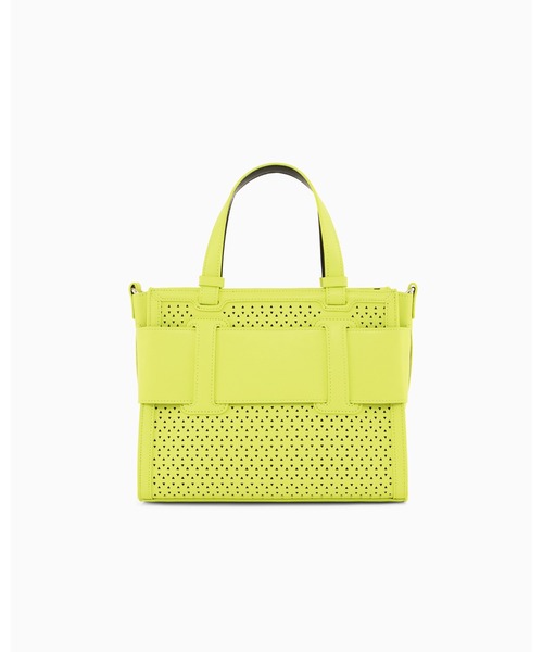 ARMANI EXCHANGE(アルマーニエクスチェンジ)の「【A|X アルマーニ エクスチェンジ】BOXロゴバックル パンチングミニハンドバッグ(ハンドバッグ・レディース・オフホワイト/ライトグリーン・FREE)」の5枚目の写真