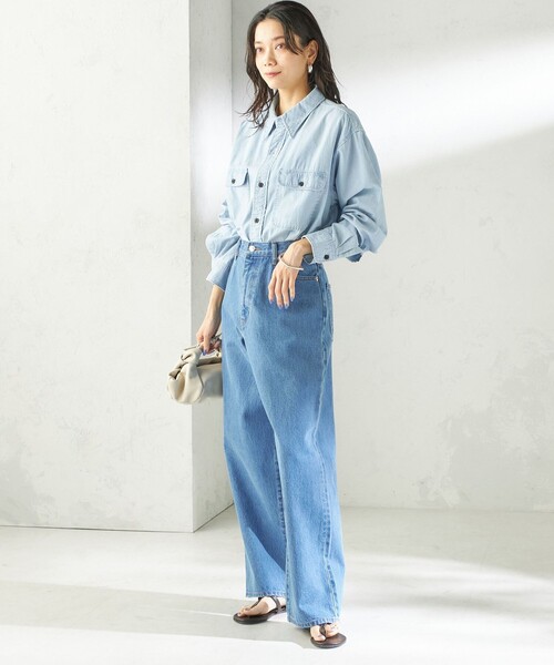 SHIPS（シップス）の「NINE CASE:〈洗濯機可能〉デニム パンツ（デニムパンツ・レディース・ブルー/ホワイト・LARGE/MEDIUM/SMALL）」の12枚目の写真