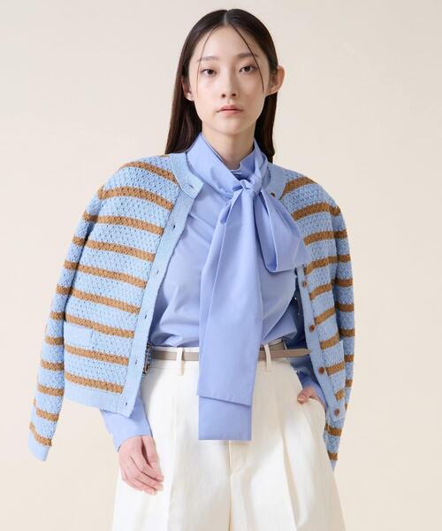 Tiara（ティアラ）の「ジオモチーフニットジャケット（カーディガン/ボレロ・レディース・ピンク/ブルー・FREE）」の2枚目の写真