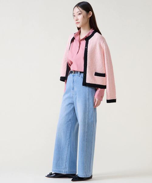 Tiara（ティアラ）の「ジオモチーフニットジャケット（カーディガン/ボレロ・レディース・ピンク/ブルー・FREE）」の4枚目の写真