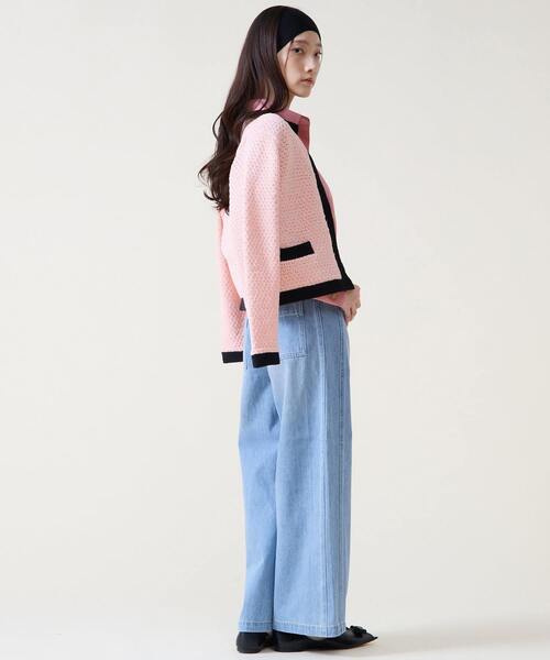 Tiara（ティアラ）の「ジオモチーフニットジャケット（カーディガン/ボレロ・レディース・ピンク/ブルー・FREE）」の6枚目の写真